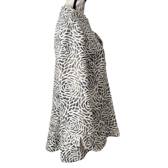 IC By Connie K. Jacket Tunic Button Up Blazer Rose Tan White Black Womens Size L - Picture 2 of 7